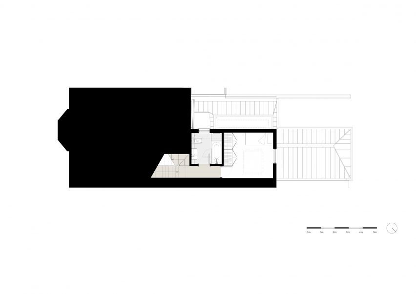 Second floor plan of London house extension by Merrett Houmøller Architects and All & Nxthing
