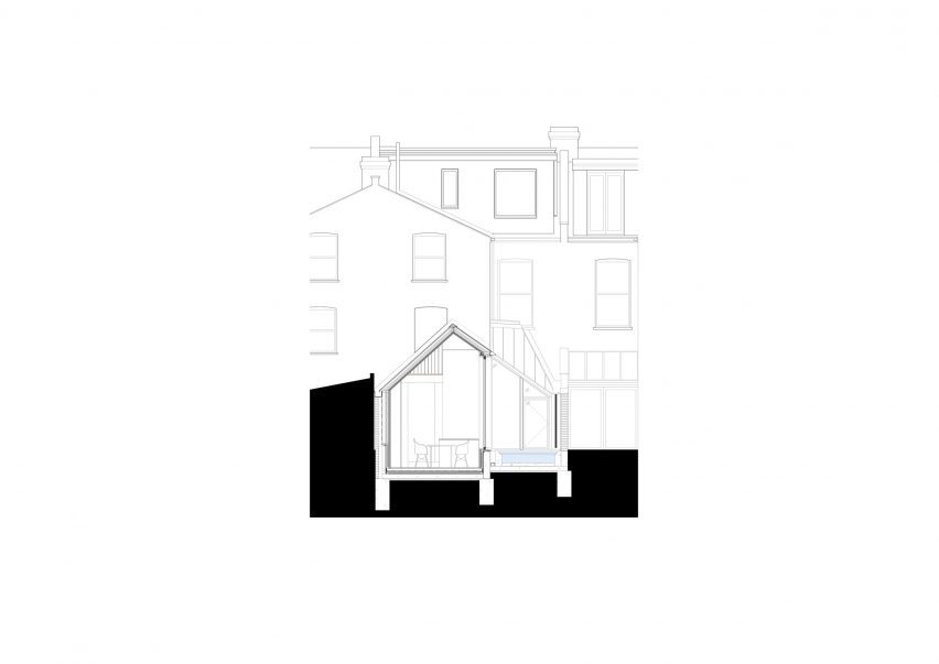 Section of London house extension by Merrett Houmøller Architects and All & Nxthing