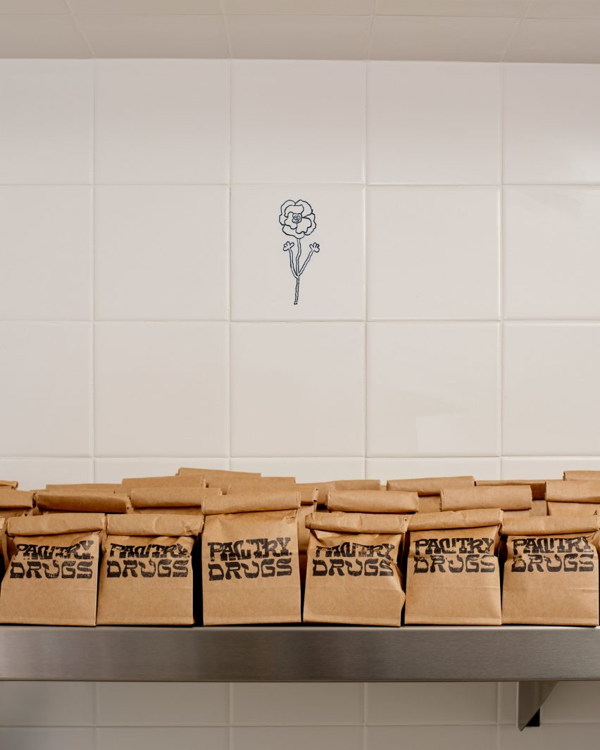 little brown bags on top of espresso machine