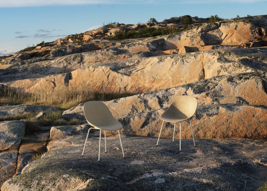 Mat hemp chairs on rocks