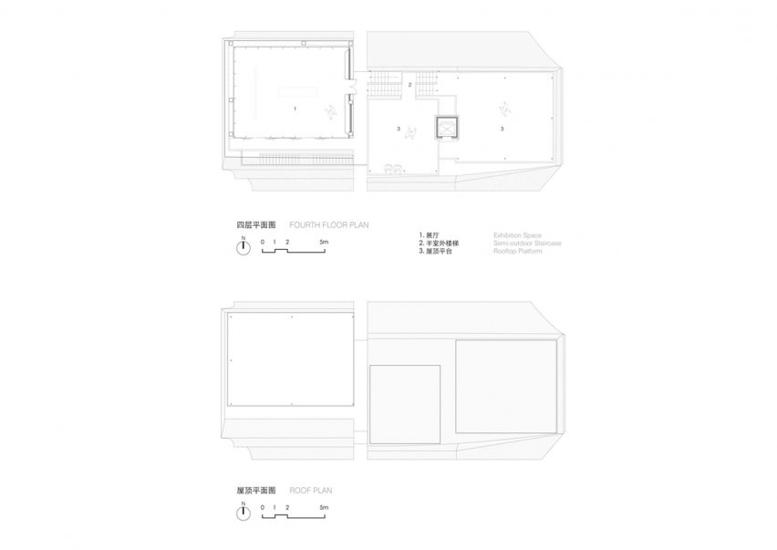 Floor plans of In-Between Pavilion by Trace Architecture Office in China