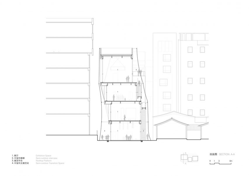 Section of In-Between Pavilion by Trace Architecture Office in China