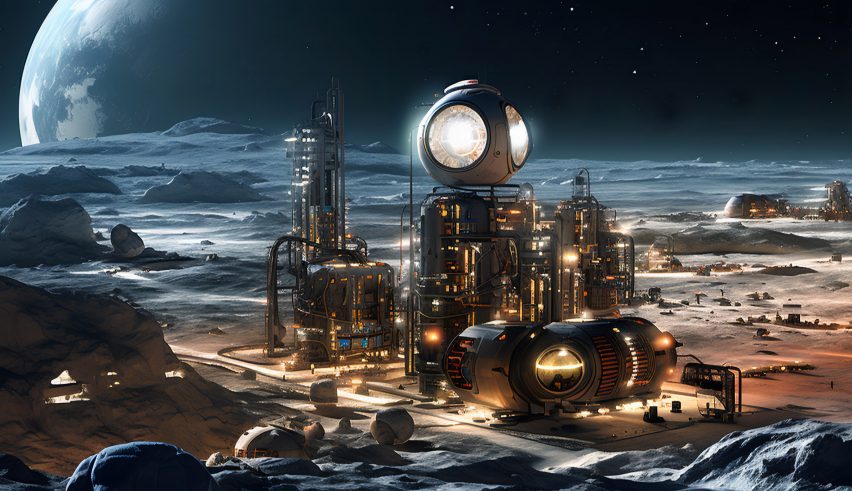 Visual of a settlement on the moon
