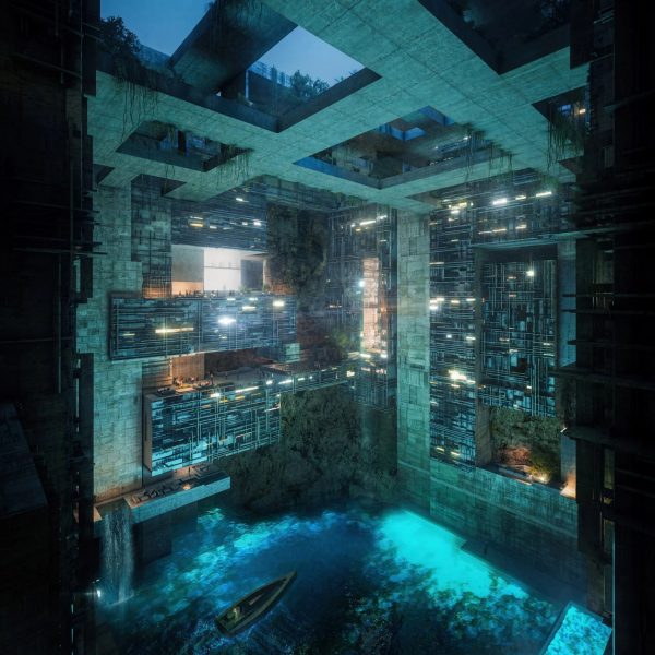Neom upside-down skyscraper with pool