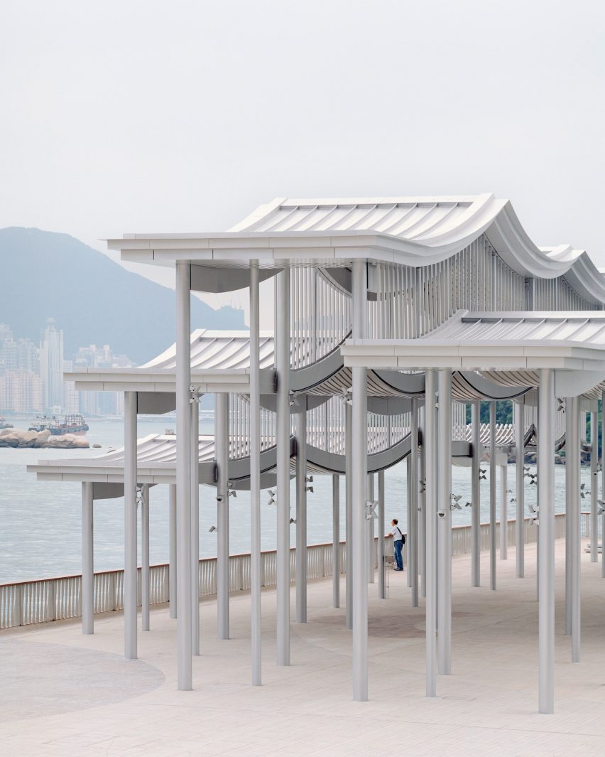 Undulating canopy roof on a pier by New Office Works