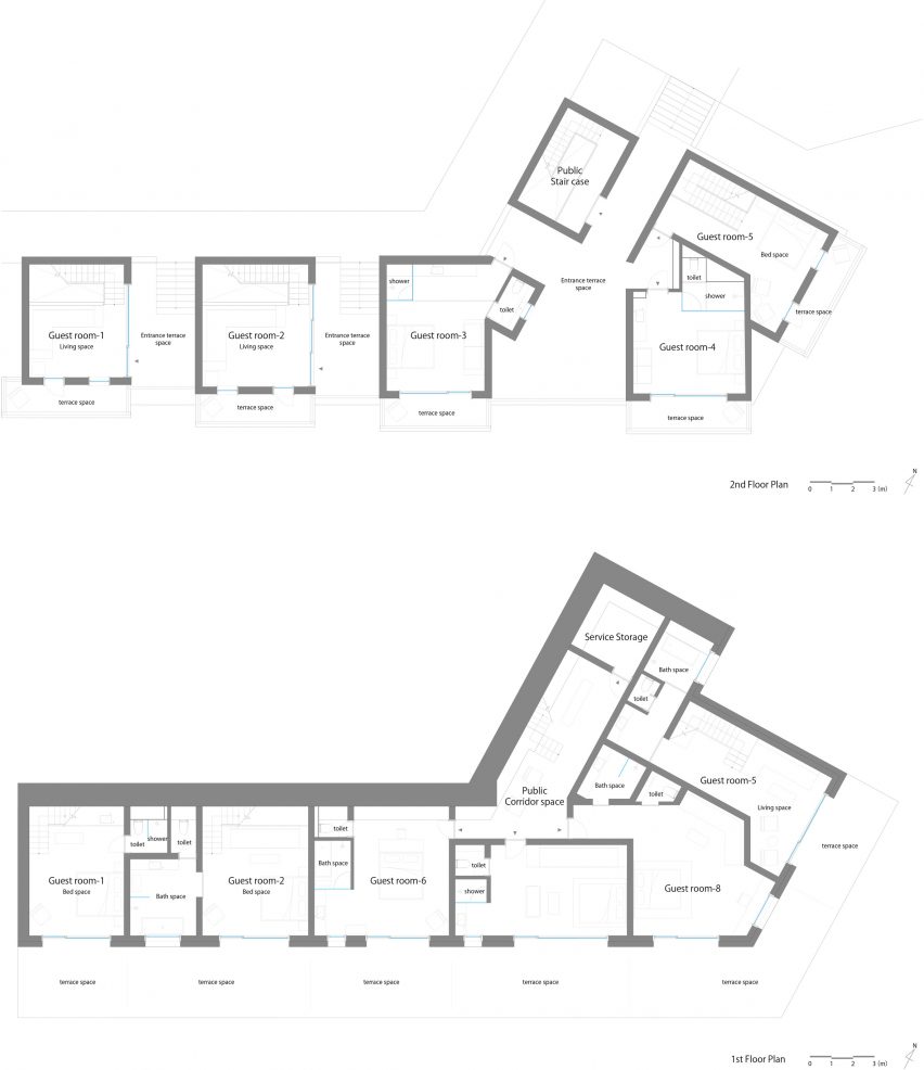 Floor plan of Ningshan Luzhai Cottages in Ankang City, China, by Kooo Architects