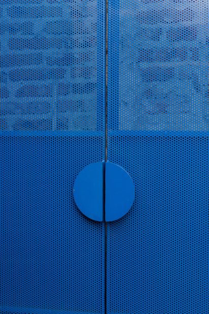 Blue metal door