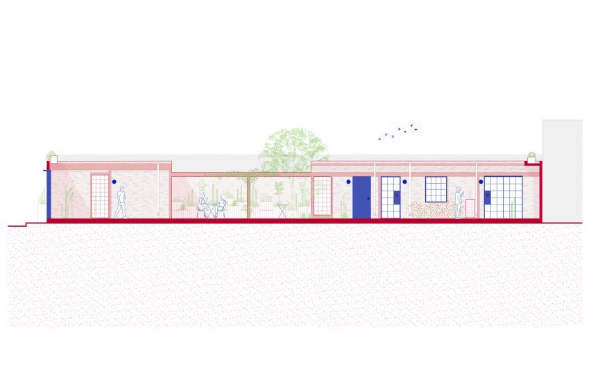 section drawing for Espacio santa tere