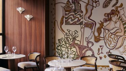 Mural by Florence Bamberger on the wall of Fogo