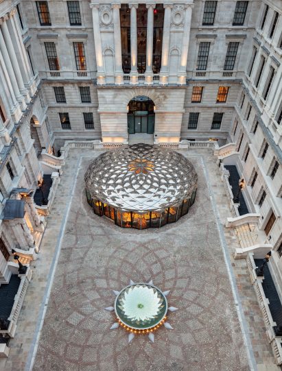 Courtyard featuring fountain and pavilion alongside William Young building London