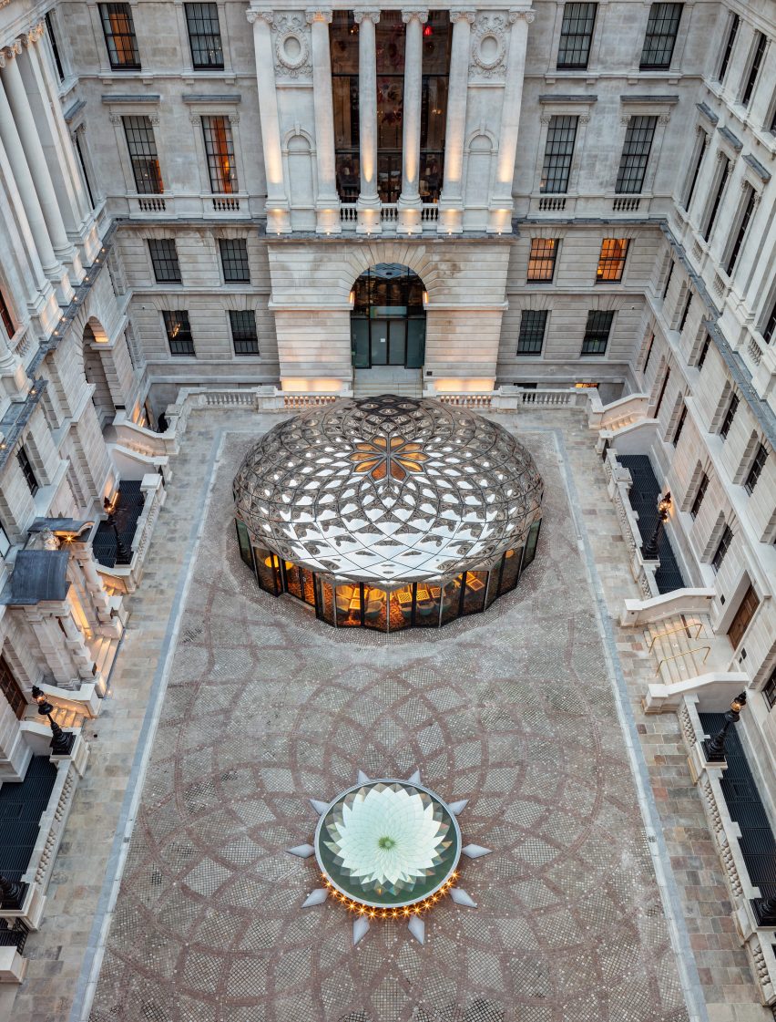 Courtyard featuring fountain and pavilion alongside William Young building London