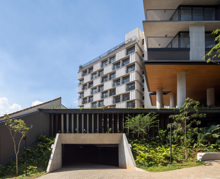 Car park entrance for Onze22 tower by Triptyque