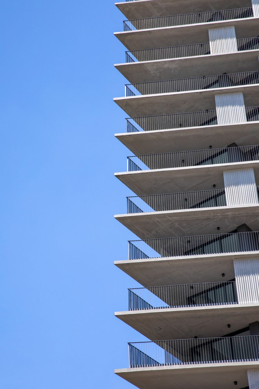 Balconies of Onze22 tower by Triptyque
