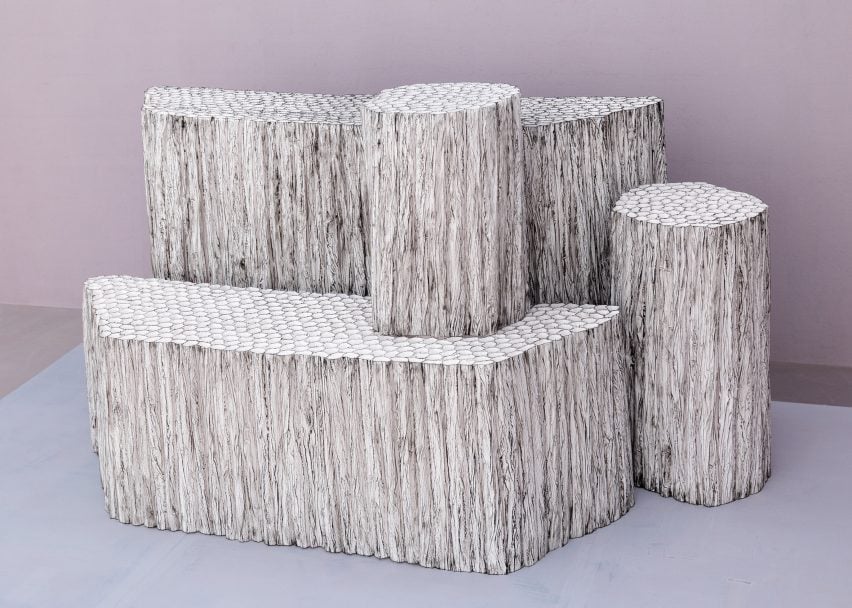 Paper Pleats furniture in black by Pao Hui Kao
