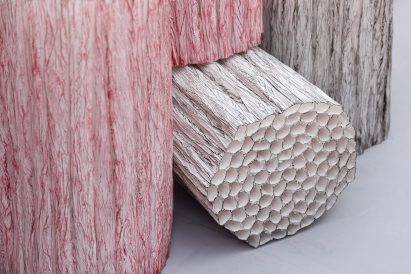 Black and red Paper Pleats furniture by Pao Hui Kao