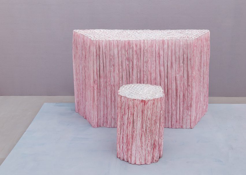Paper Pleats furniture in red by Pao Hui Kao