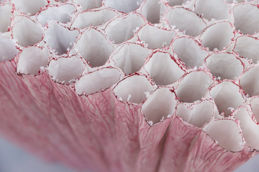 Paper Pleats furniture in red by Pao Hui Kao