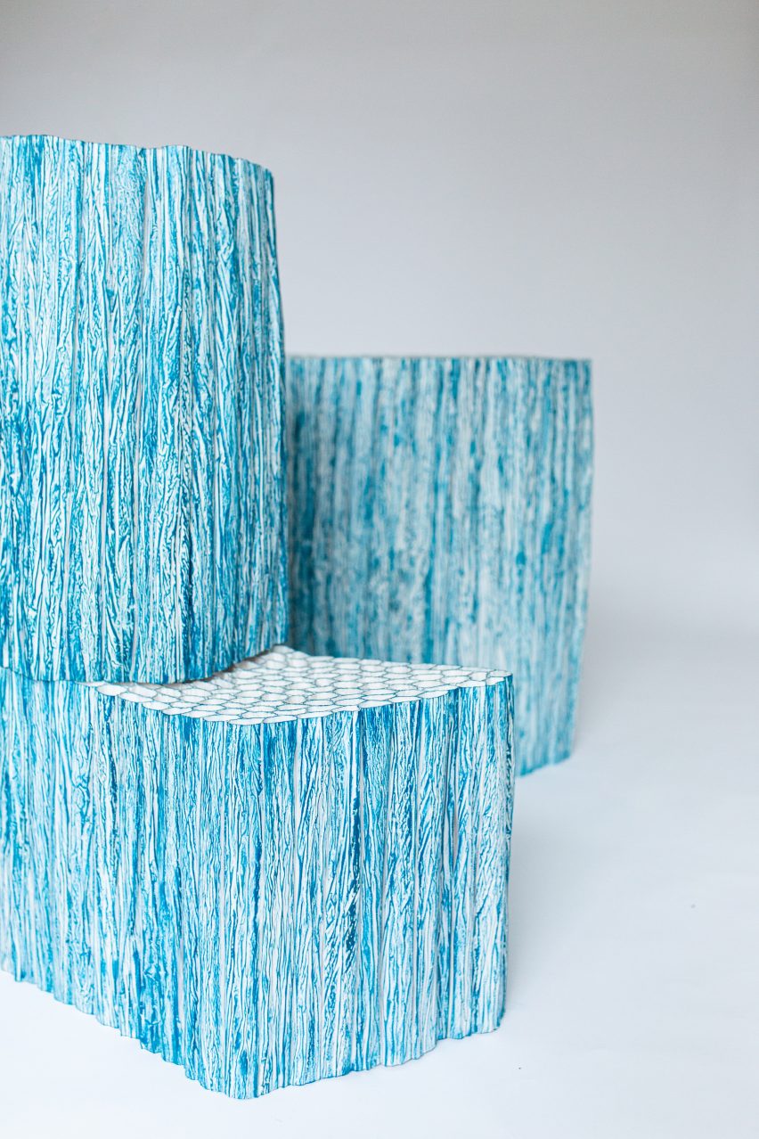 Paper Pleats furniture in blue by Pao Hui Kao