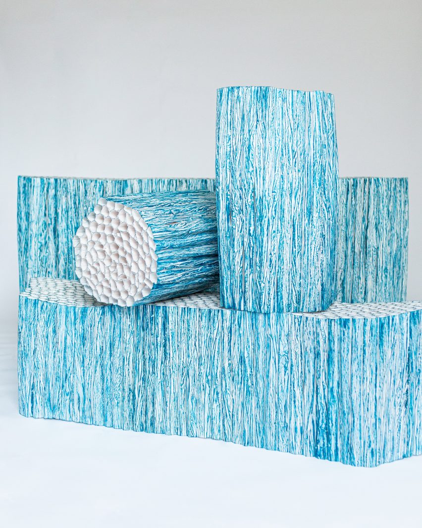 Paper Pleats furniture in blue by Pao Hui Kao