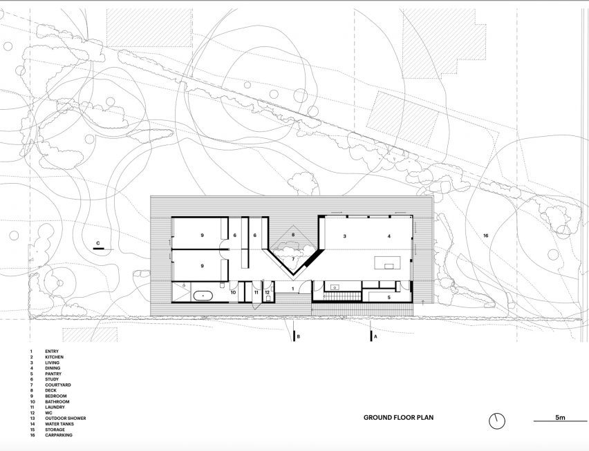 Ground floor plan for Mossy House in New South Wales
