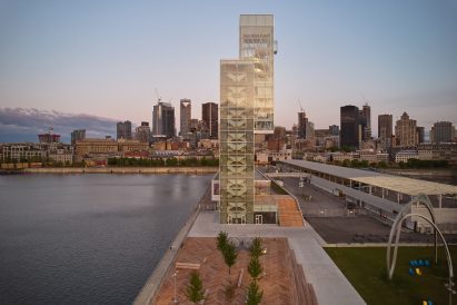 Montreal port tower at dusk