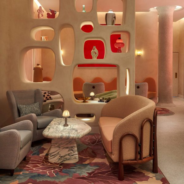 Interior of The Red Room bar in The Connaught hotel, London