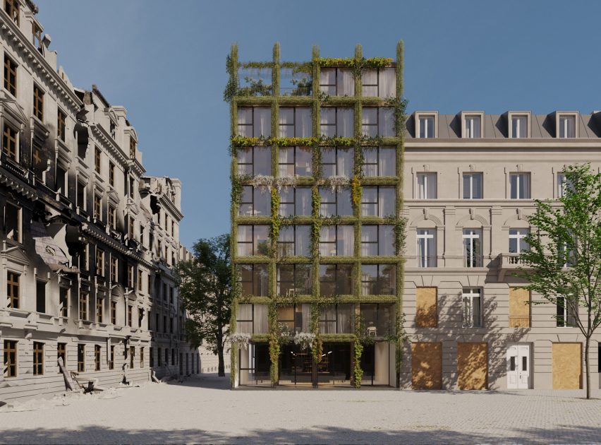 Plant-covered facade of ReHome housing by Cutwork