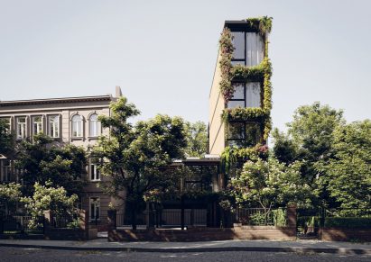 Plant-covered facade of ReHome housing by Cutwork