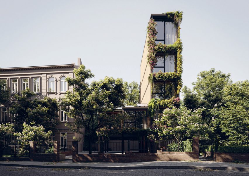 Plant-covered facade of ReHome housing by Cutwork
