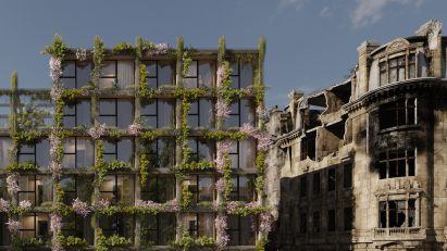 Plant-covered facade of ReHome housing by Cutwork