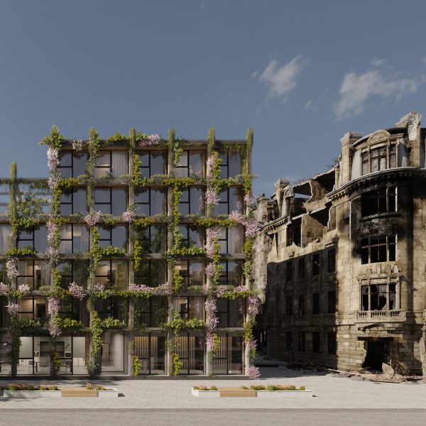 Plant-covered facade of ReHome housing by Cutwork
