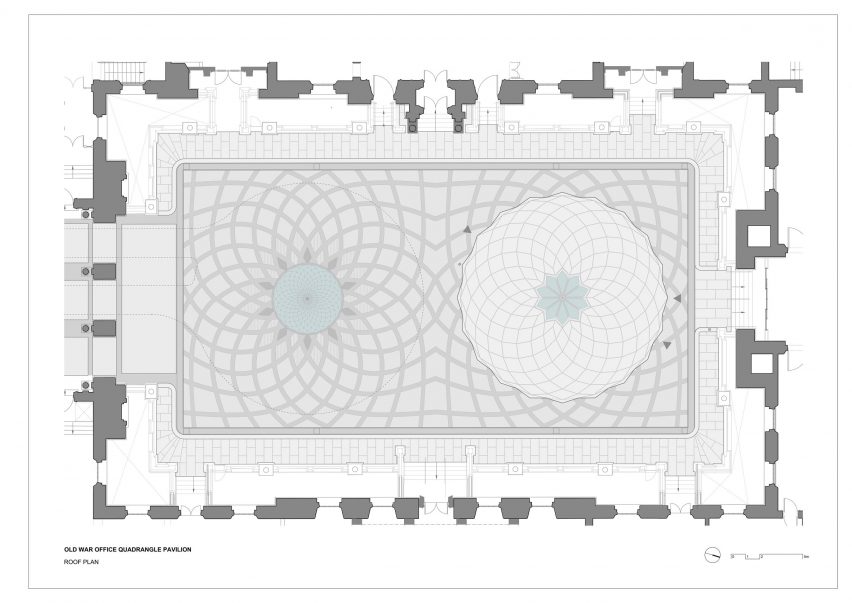 Roofplan drawings cafe Laperouse pavilion London
