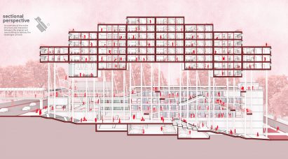Cross section of a shopping mall