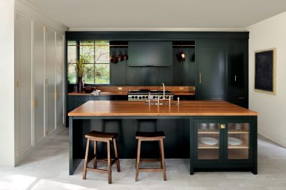 Dark-hued kitchen within the annex