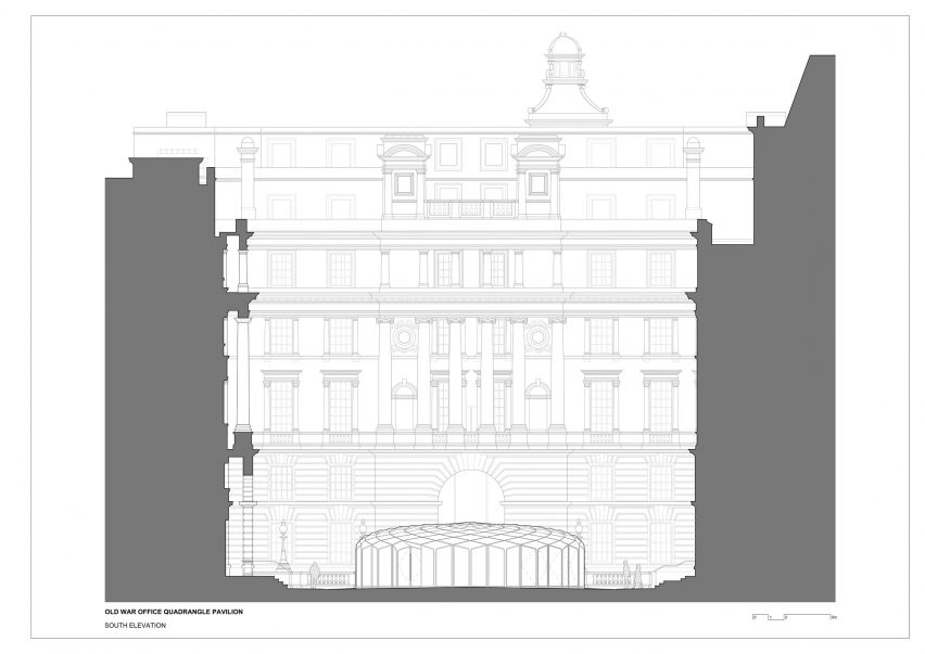 South elevation drawings Old War Office pavilion DaeWha Kang Design