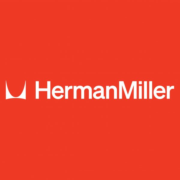 White Herman Miller logo by Order Design on a red backdrop