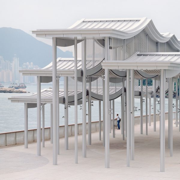 Undulating canopy roof on a pier by New Office Works