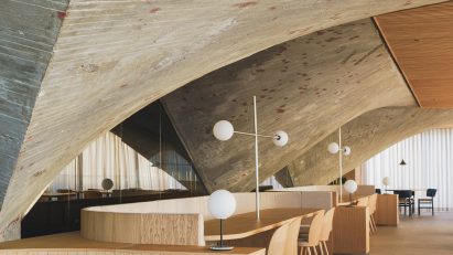 Interior of brutalist restaurant in Spain by Zooco Estudio