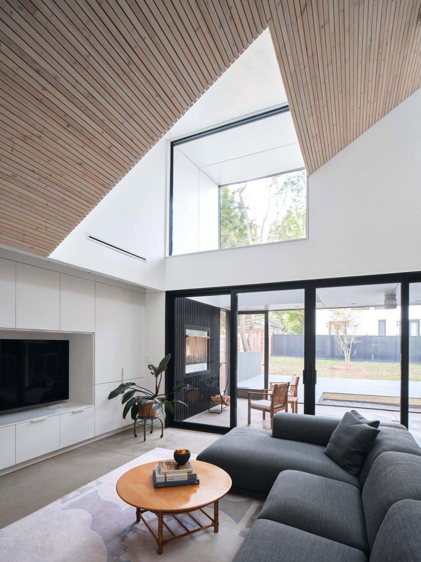 Wood ceiling and skylights