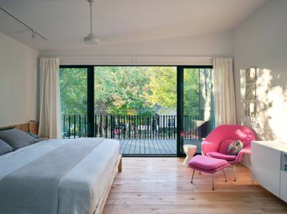 Bedroom with sliding glass doors