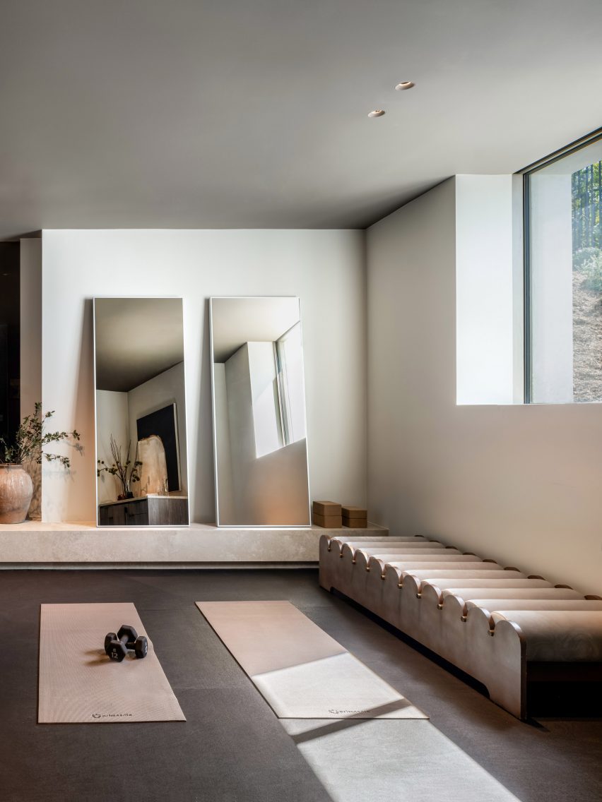 Bench in yoga room