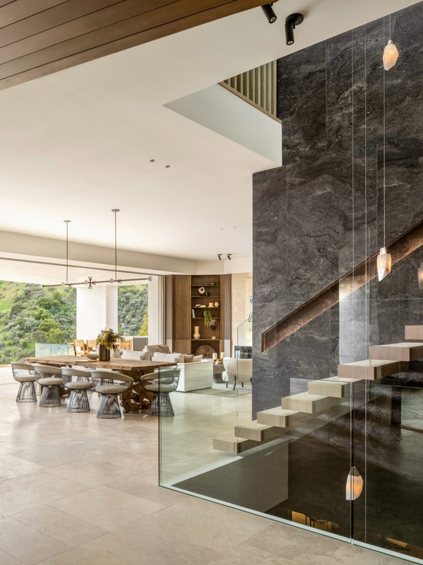 Stairwell with gray wall