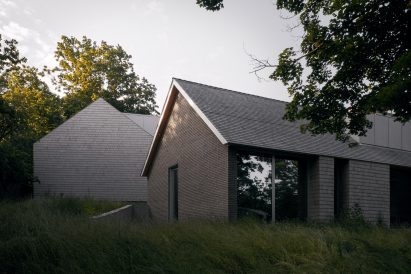 Two cedar clad forms