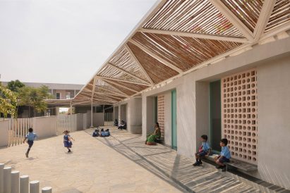 Children playing outside Talaricheruvu Rural School in India