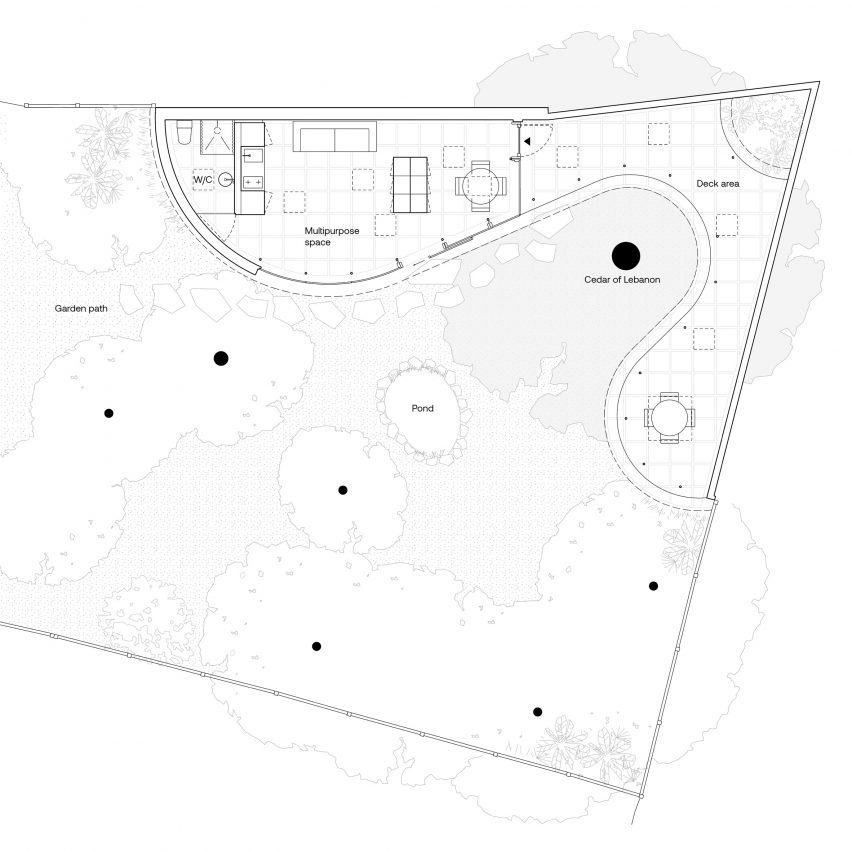 Plan of A Room Around a Tree in London by Tikari Works