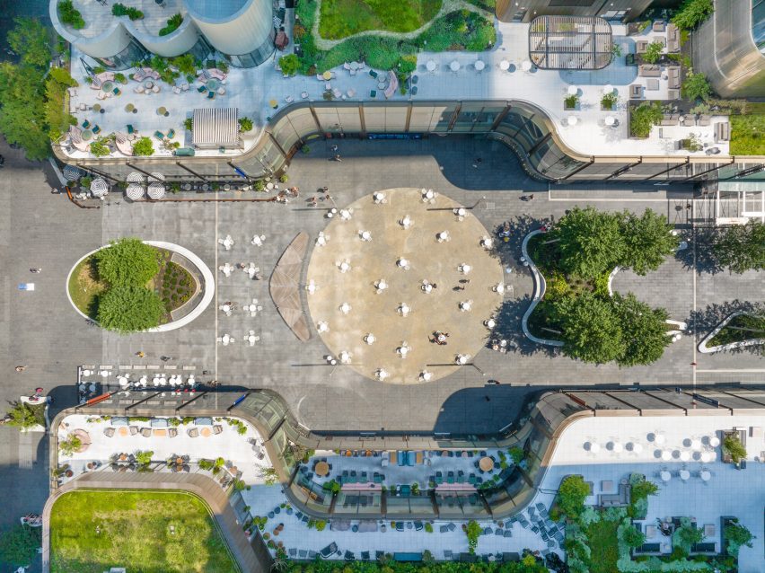 Birds eye view of Manhattan West plaza
