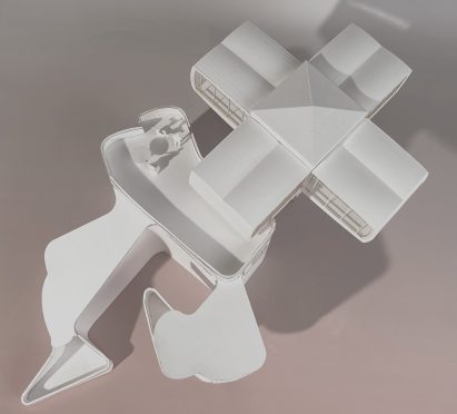 White model photographed from above