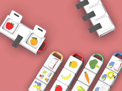 Small toy with images of fruits