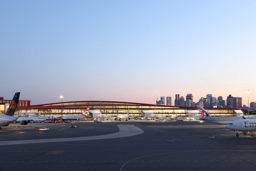 Red-roofed Boston Logan terminal