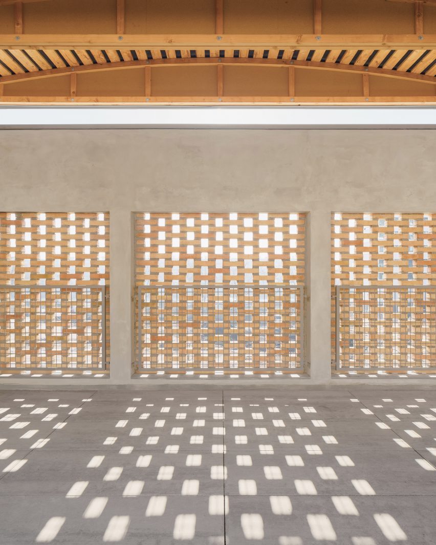 Concrete structure with perforated brick walls